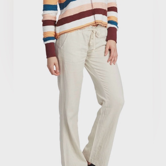 NWOT Roxy Oceanside Flared Pants Size Medium Stone/Khaki Color - Picture 11 of 14